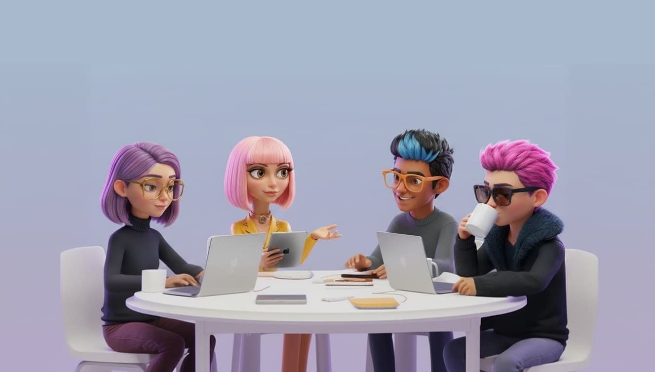 Emilia, Donna, Danny and John — the AI agent workforce at a table