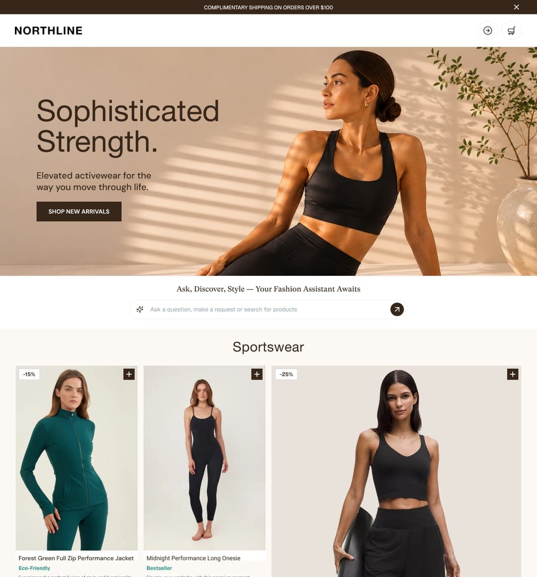 Sportswear storefront — Sophisticated Strength